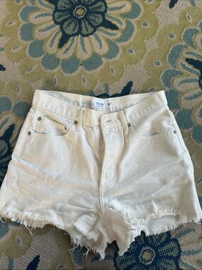 Bluivy White High-Rise Distressed Denim Cutoff Shorts